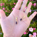 2pcs Clip On Dangle February Purple Birthstone Charm Drops, Tarnish Resistant, 18K Yellow Gold Plated Lobster Clasp, BL8-2