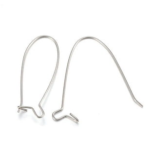 100pcs 316 Stainless Steel Kidney Earring Hooks – 0.8mm Wire (18mm/25mm/30mm/36mm/43mm)