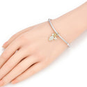 1pc Real Gold Plated Sterling Silver Shining Hand Flower Bead Charm Pendant Cubic Zirconia CZ, Compatible with Pandora All Other Charm Bracelet,EC24-D2
