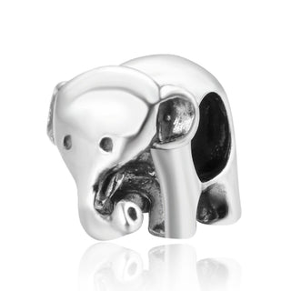Cute Solid 925 Sterling Silver Elephant Charm Good Luck Bead, Compatible with Pandora All Other...