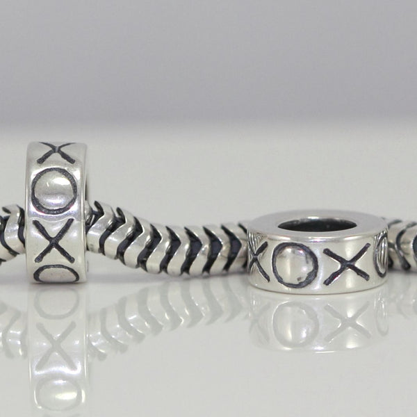 1pc Solid 925 Sterling Silver Hugs Kisses Charm XO Bead Charm, Compatible with Pandora All Other Charm Bracelet, EC389