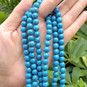 Natural Turquoise Blue Howlite Gemstone Round Beads, 1 Strand/15 Inch, Size Selections: 4mm/6mm/8mm/10mm