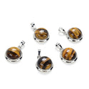 2pcs Natural Golden Yellow Tiger Eye Round Gemstone Pendant Drops, 20mm, G2P-K1