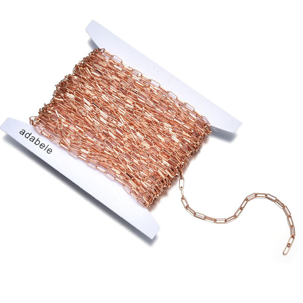 33 Feet Paperclip Cable Copper Chain Link, Bright Coppery, 6.8x2.4mm Large, CW10-A1