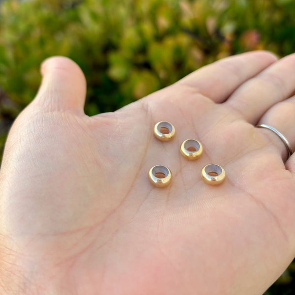 2pcs Real 1/20 14K Gold Filled Rubber Charm Holders, Bead Stopper, 7x2.7mm, Compatible with Pandora All 3mm Bracelet Necklace, JK2-K3