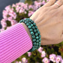 1 Strand Stretch Natural Green Malachite Beaded Gemstone Bracelet, 6mm Beads, Length Selections: 7 inch/7.5 inch/8 inch