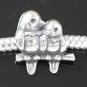 1pc Real Solid Sterling Silver Love Birds Charm Bead, Compatible with Pandora All Other Charm Bracelets, EC394