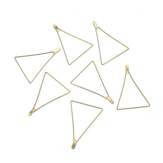 20pcs Raw Brass Large Triangle Beading Hoops, 0.7mm/21 Gauge, 50mm x 35mm, Unplated/Uncoated, CX130-3
