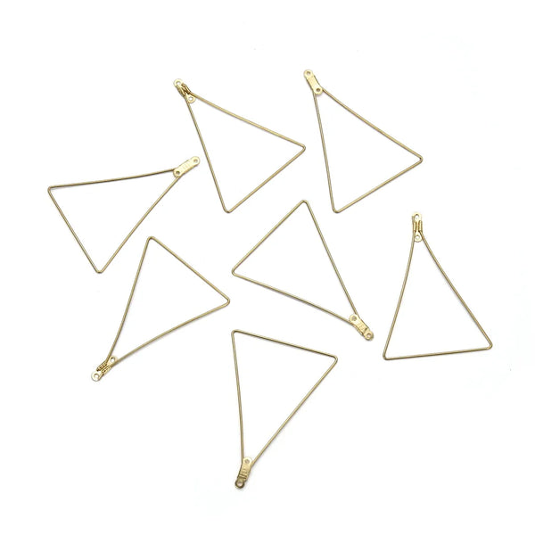20pcs Raw Brass Large Triangle Beading Hoops, 0.7mm/21 Gauge, 50mm x 35mm, Unplated/Uncoated, CX130-3