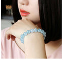 1 Strand Stretch Natural Blue Aquamarine Beaded Gemstone Bracelet, 10mm Bead, Length Selections: 7 inch/7.5 inch/8 inch/8.5 inch