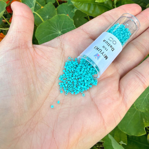 30g Miyuki Delica 11/0 Seed Beads, Opaque Turquoise Green DB729