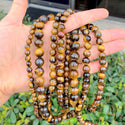 Natural Yellow Tigers Eye Gemstone Round Beads, 1 Strand/15 Inch, Size Selections: 4mm/6mm/8mm/10mm