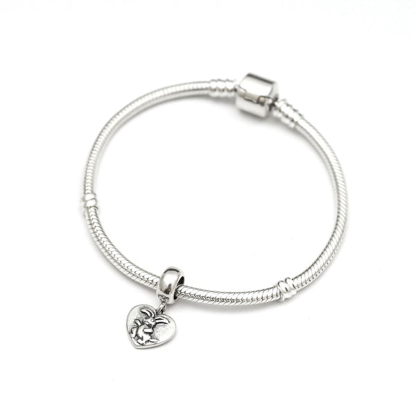 Cute Real Solid Sterling Silver Rabbit Charm Easter Bunny Bead, Compatible with Pandora All...