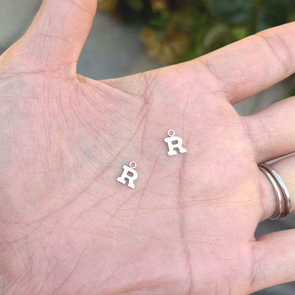 1pc Real 1/20 14K Gold Filled Letter R, Small Alphabet Charm Drop, 5.8x5.6mm, JK12-A18