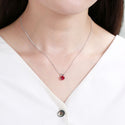 925 Sterling Silver July Birthstone Solitaire Necklace, 6mm/0.84 Carat Red Ruby Cubic Zirconia CZ, Length Selections: 16 inch/18 inch