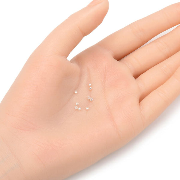 200pcs Tarnish Resistant Small Tiny Round Crimp Beads, Sterling Silver Plated Brass, 2mm, Hole ID 1mm, BF101-1