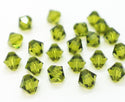 50pcs Preciosa Faceted Bicone Crystal Beads, Olivine Green, 6mm, Hole ID 1mm, Pre-B619