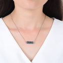 1pc Natural Druzy Crystal Pendant Necklace, Hematite Black Bar Gemstone Pendant, 18 inch Stainless Steel Surgical Chain, GGP23-4