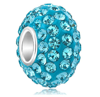 1pc 925 Sterling Silver March Aquamarine Blue Birthstone Bead Charm, 12.5x7.5mm, Hole ID 4.8mm, Fit Pandora All Other Bracelets, EC684-3