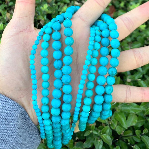 Natural Stabilized Blue Turquoise Gemstone Round Beads, 15 Inch/1 Strand, Size Selections: 4mm/6mm/8mm