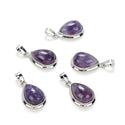 2pcs Natural Purple Amethyst Teardrop Gemstone Pendants, 22mm Pear Stone Drops, G2P-J2