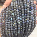 Natural Grade A+ Blue Flash Labradorite Gemstone Round Beads, 15 Inch/1 Strand, Size Selections: 4mm/6mm/8mm/10mm
