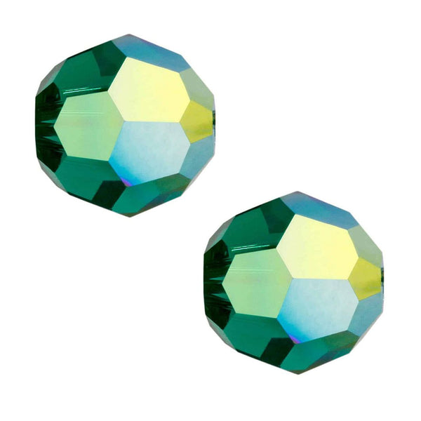 25pcs Adabele Austrian Faceted Round Crystal Beads #5000, Emerald Green AB, Size Selections: 6mm/8mm