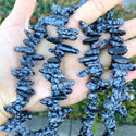 Natural Snowflake Obsidian Stick Point Beads, Irregular, 7mm-23mm Long, Hole ID 1mm 1 Strand/15 Inch, GZ5-5