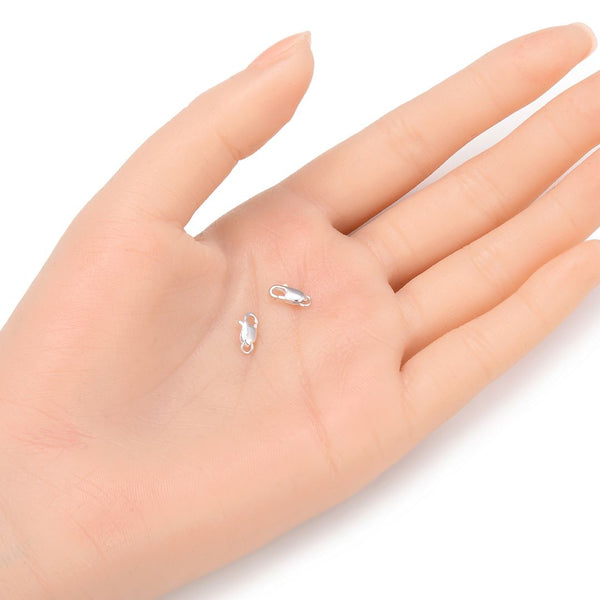2pcs 925 Sterling Silver Rectangle Lobster Claw Clasps, Size Selections: 8mm/10mm/12mm/14mm