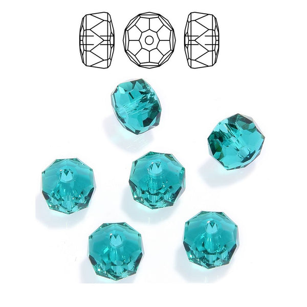 25pcs Adabele Austrian Faceted Donut Rondelle Crystal Beads #5045, Emerald Green, 8mm x 5mm, Hole ID 1.2mm, SSO-824
