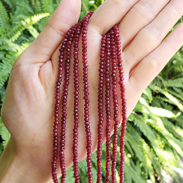 Natural Garnet Red Quartz Gemstone Faceted Rondelle Beads, 3x2mm/Small Tiny, Hole ID 0.8mm, 13 Inch/1 Strand, GH2R-3