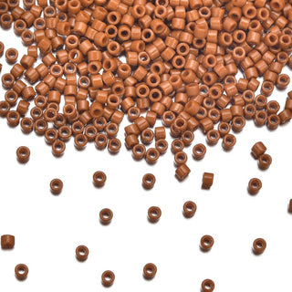 7.5g Miyuki Delica 11/0 Seed Beads, Duracoat Opaque Persimmon Orange DB2108