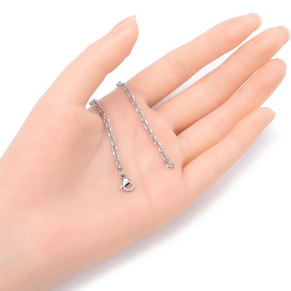 5pcs 304 Stainless Steel 3mm Diamond Cut Round Cable Chain Necklaces (18 Inch/20 Inch/22 Inch)