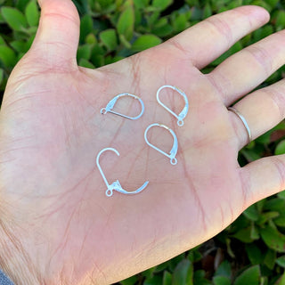 20pcs Tarnish Resistant Leverback Earring Hooks, Open Jump Ring, Sterling Silver Plated Brass, Size Selections: 15mm/17mm