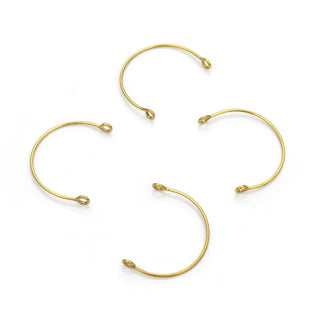 50pcs Raw Brass Half Round Semicircle Connector Link, 2-Hole, 30mm, Unplated/Uncoated, CX-E2