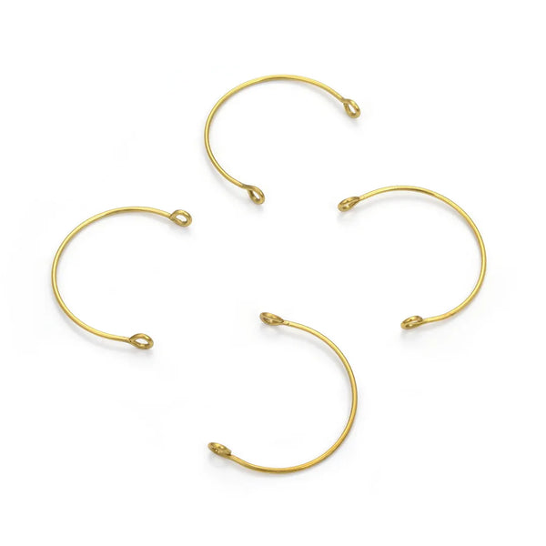 50pcs Raw Brass Half Round Semicircle Connector Link, 2-Hole, 30mm, Unplated/Uncoated, CX-E2