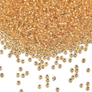 50g Miyuki Rocaille 11/0 Seed Beads 24Kt Gold-lined Crystal Gold RR-195
