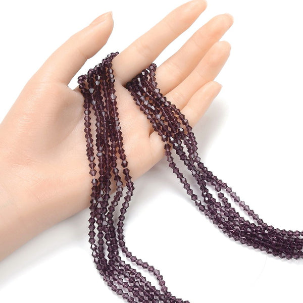 500pcs Creative Club Faceted Bicone Crystal Glass Beads, Amethyst Purple, 4mm (0.16 Inch) Small Tiny, Hole ID 0.9mm, CCB427