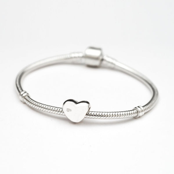 1pc Solid 925 Sterling Silver Heart Love Charm Romance Friendship Bead, Compatible with Pandora All Other Charm Bracelet, EC130