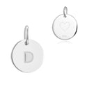 1pc 925 Sterling Silver 12mm Letter D Charm, Heart Engraved, Name Initial Disc Coin Pendant Drop, SLP-S4