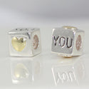 1pc Solid 925 Sterling Silver Heart Of Gold Love You Box Bead Charm, Compatible with Pandora All Other Charm Bracelet, EC89