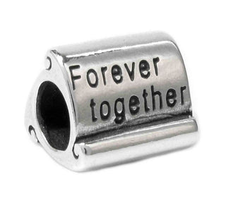 Solid 925 Sterling Silver Forever Together Commitment Scroll Bead Charm