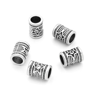 50pcs Large Hole Tube Beads, Antique Silver, 12.6mm, Hole ID 6.3mm, MC-T3