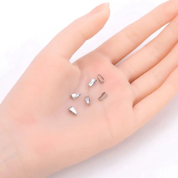 300pcs 304 Stainless Steel 7mm Snap-On Pendant Clasp Bails