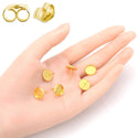 20pcs Tarnish Resistant Bezel Tray Earring Posts, 18K Yellow Gold Plated Brass, Bezel Inner Diameter Selections: 6mm/8mm/10mm/12mm