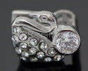 1pc 925 Sterling Silver 12mm Swan Pinch Bail, Pendant Clasp, Tarnish Resistant Rhodium Plated, Cubic Zirconia CZ, SS44-AA