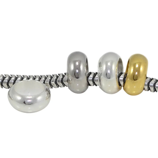 50pcs Large Hole Rondelle Ring Beads, 18K Yellow Gold Plated Brass, 9mm, Hole ID 5mm, CF107-G