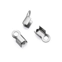 100pcs 304 Stainless Steel Fold Over Cord End Caps, Crimp Tip Terminator Connectors, 9mm