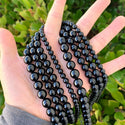 Natural Black Tourmaline Gemstone Round Beads, 15 Inch/1 Strand, Size Selections: 6mm/8mm/10mm