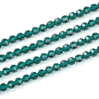 200pcs Creative Club Faceted Round Crystal Glass Beads, Emerald Green, 6mm (0.24 inch), Hole ID 1mm, CC2R624